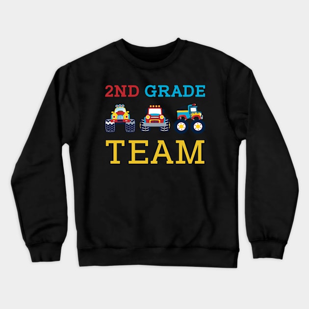 Monster Truck Team 2nd Grade Back To School Teacher Student Crewneck Sweatshirt by kateeleone97023